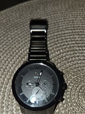 Fossil Black Stainless Steel Chronograph Bracelet Watch